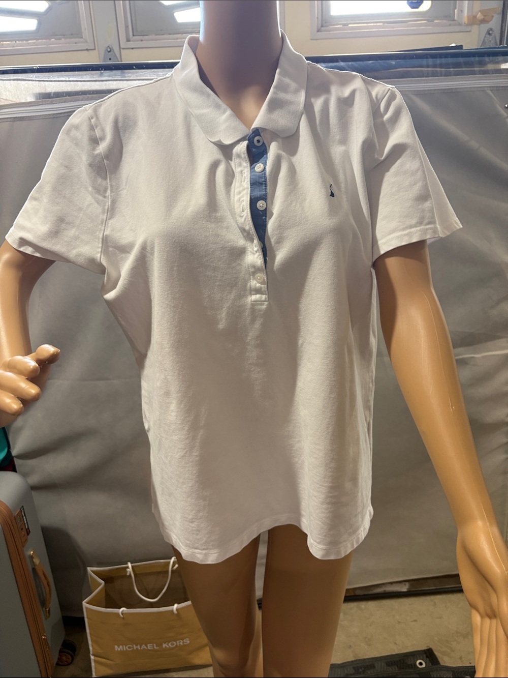 Nautica White Polo Top with Navy Placket